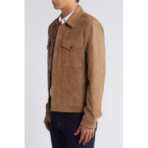 NWT $299 BLANK NYC MEN’S TAN SLIM FIT PATCH POCKET SUEDE JACKET US SIZE SMALL - Picture 5 of 10